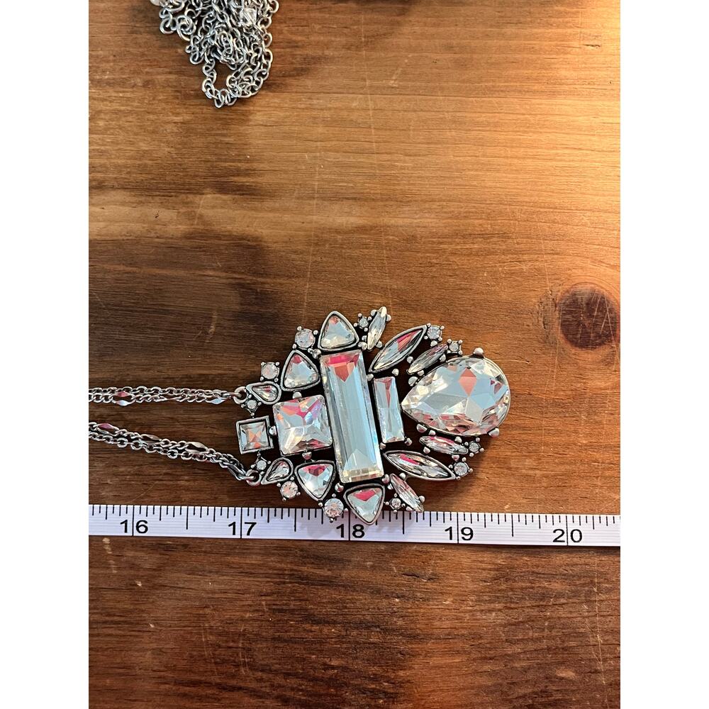 WHBM Necklace Lot 4pc Crystal Pearl Statement Layered Silver Tone - Picture 14 of 15